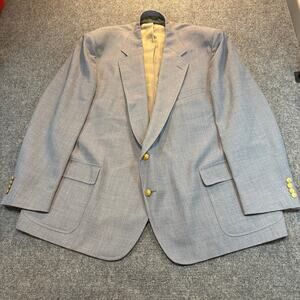 John Weitz Mens Gray Wool Blazer Jacket 58 Long Sport Coat Suit USA Gold Buttons